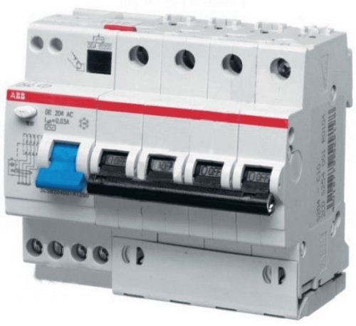 Автомат дифференциального тока АВДТ ABB DS204 4п 25А 30мА 6,0кА C тип AC картинка
